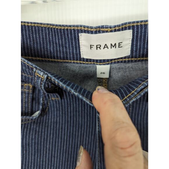 Frame Le Jane Crop Railroad Stripe High Waist Straight Leg Jeans Size 26 NWT - Picture 4 of 10